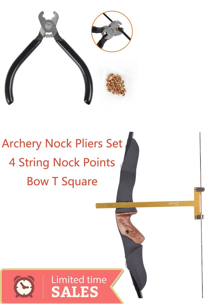 Bow String Nocking Buckle Plier BowString Nock +Bow T Square Measure Tool Gold