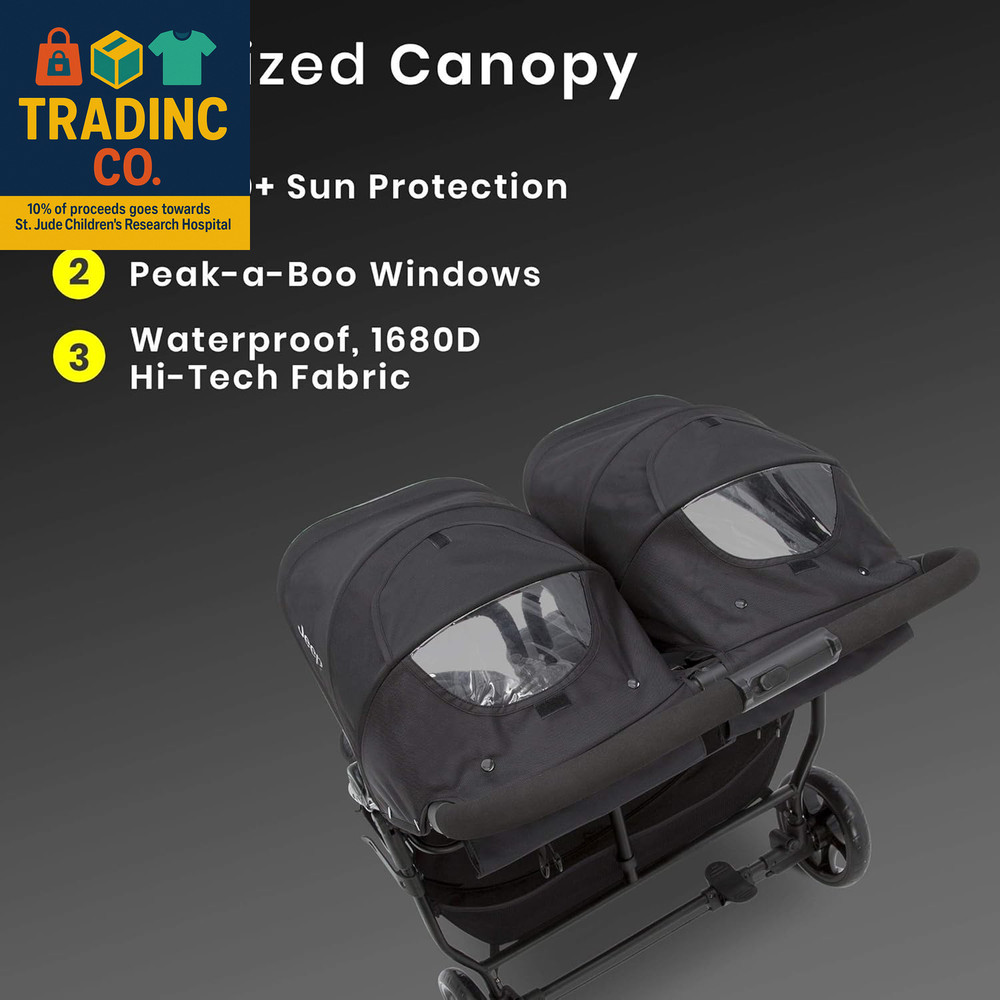 Jeep Destination Ultralight Side X Side Double Stroller, Midnight