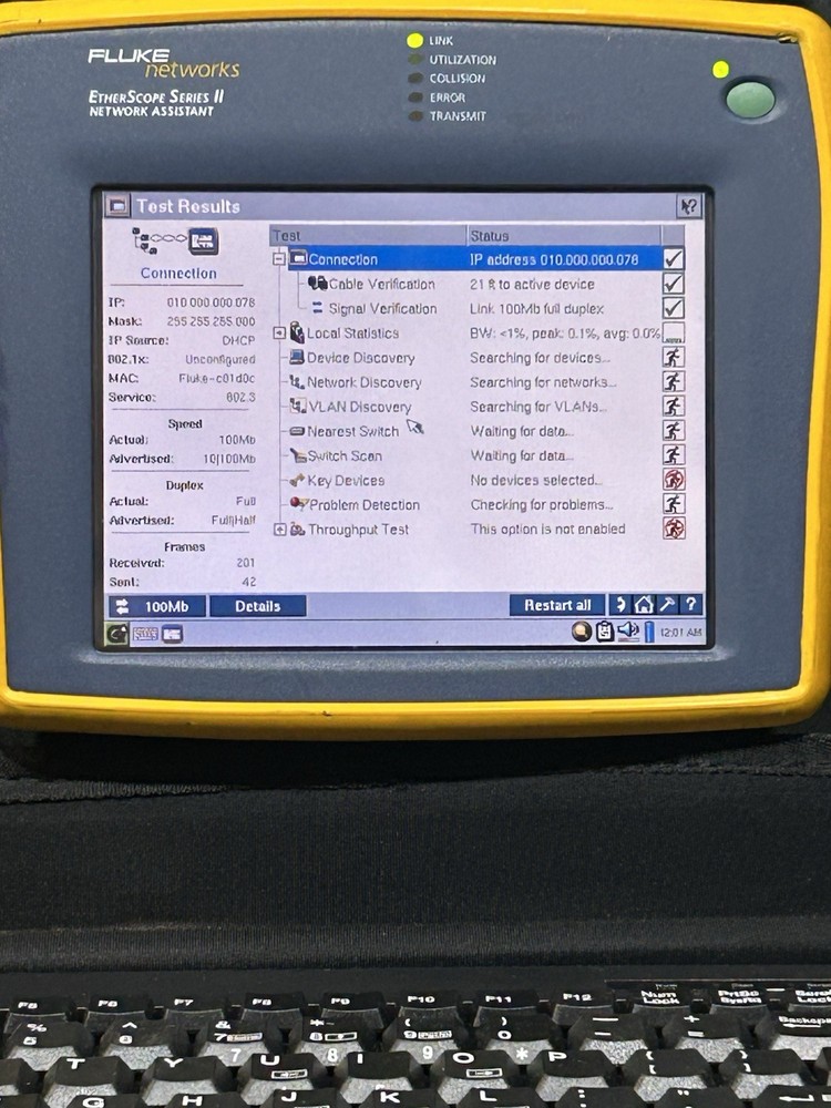 Fluke EtherScope Series II , Network Assistant ES2-PRO-I W/Case,charge&keyboard