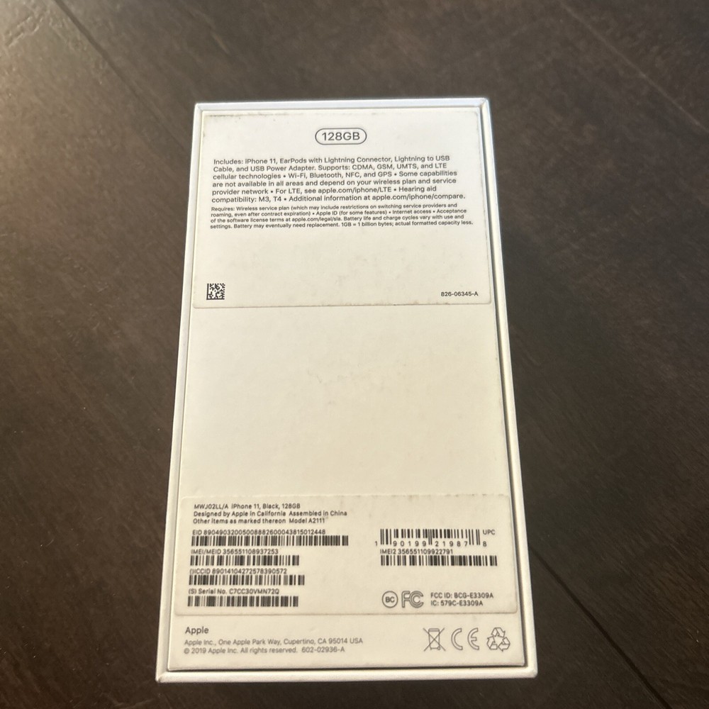 BOX ONLY Apple iPhone 11 Black 256GB Replacement Sticker