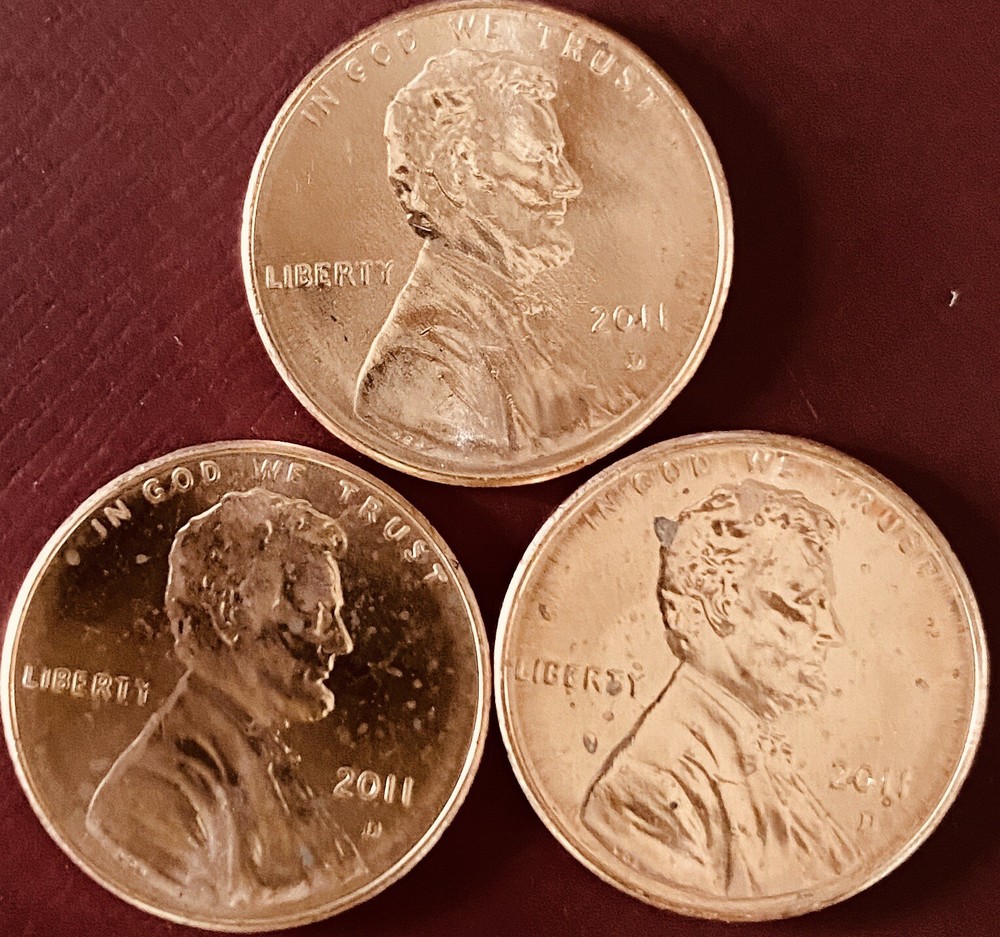 2011 D Lincoln Shield Cent Gem BU - Lot Of Three
