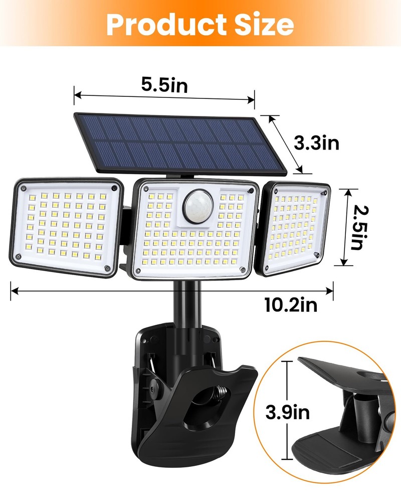 Clip on Solar Lights for Fence, 1Second Installation Motion Sensor Security L...