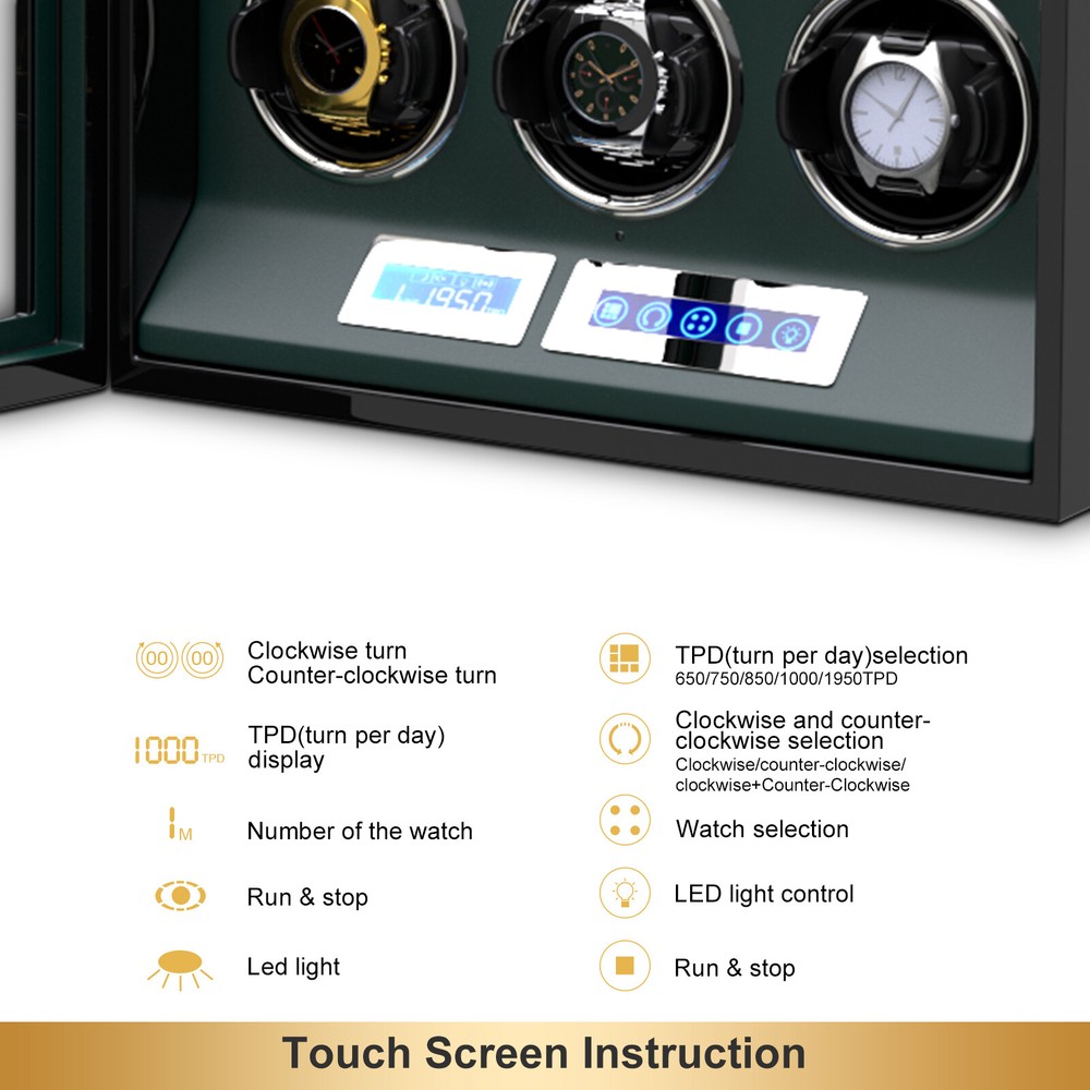 DUKWIN Automatic 12 Watch Winder Display Case Box LCD Touch Screen Display LED