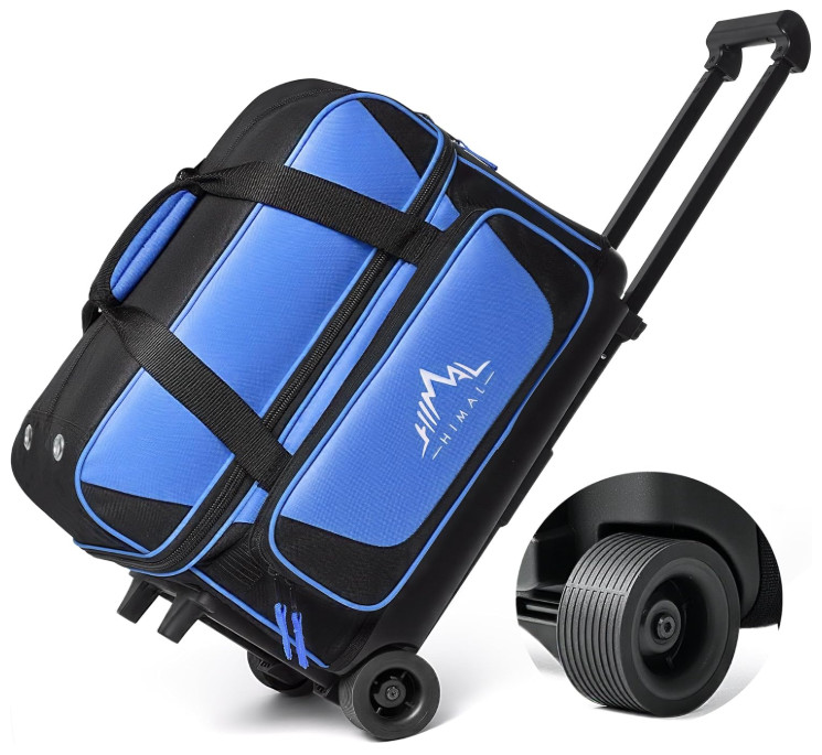 Double Roller 2 Ball Bowling Bag w/ Shoe Compartment & Handle