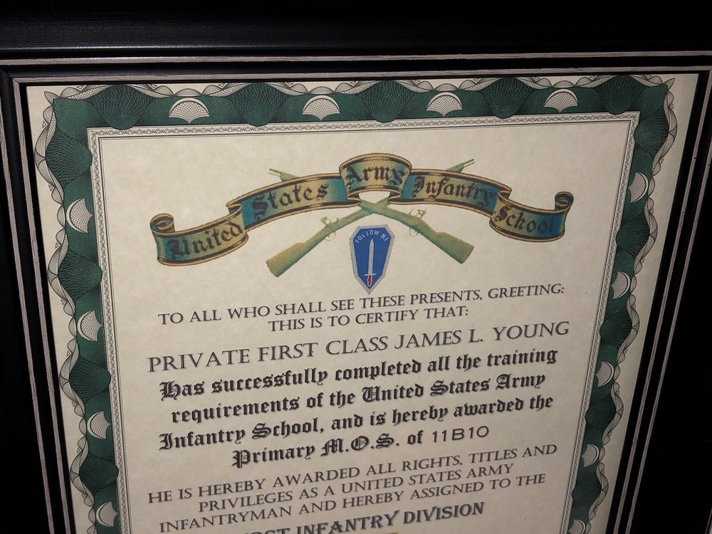 U.S. ARMY (1ST I.D.) INFANTRY TRAINING AND ASSIGNMENT CERTIFICATE