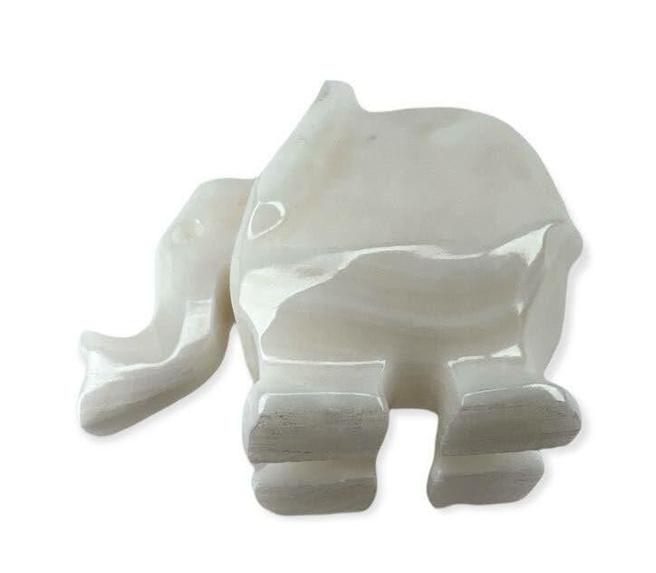 White Marble Elephant Carving