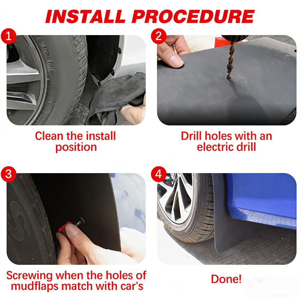Red Mud Flaps Splash Guards Front Rear Mudguards For Subaru Impreza Hatchback
