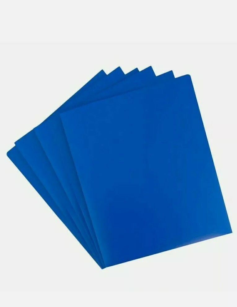 JAM Paper Heavy Duty Plastic Two Pocket Presentation Folders - Blue - 6/pack