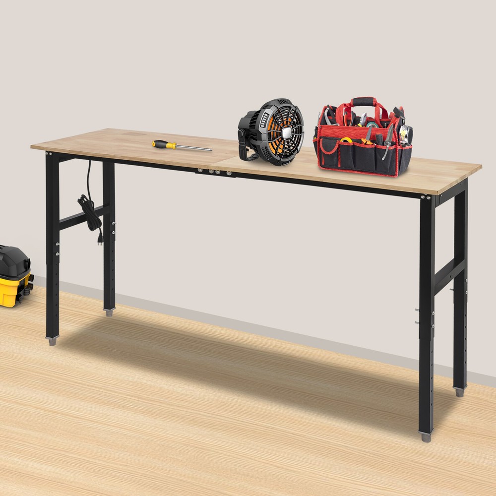 Modern Power Outlet Workbench, Height Adjustable, 2000 lbs Load, USB & Sockets