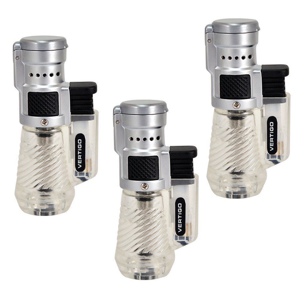 Vertigo Cyclone Triple Torch Lighter - Clear- 3 Pack
