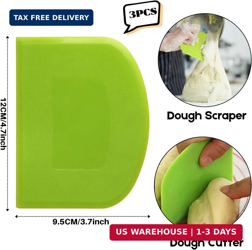 SURDOCA Dough Scraper Bench Scraper - 3P 4.7x3.7" Plastic Flexible Bowl Scraper,