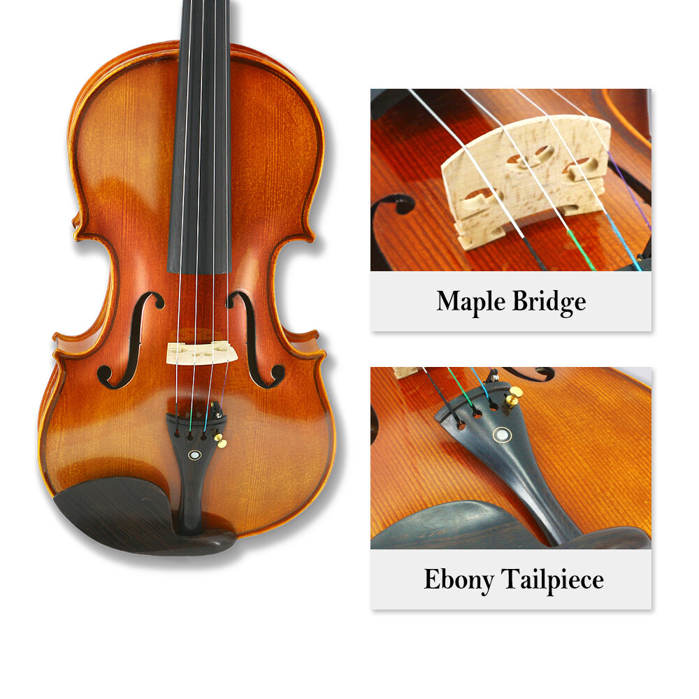 4/4 Full Size Advance 4 String Violin Kit Ebony Fittings For Beginner Handmade