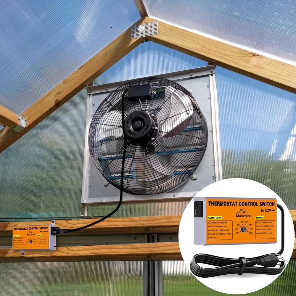 Attic Fan Thermostat-Control, Adjustable Thermostat with Overload Protector, ...