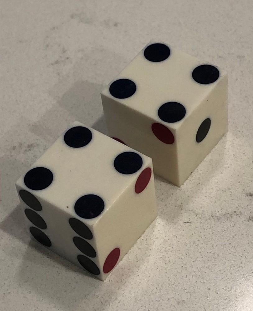 Old illegal club celluloid colored pips oversized dice 111923@