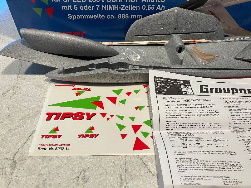 Graupner Tipsy RC Pusher Glider Airplane ARF Kit