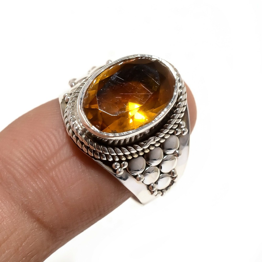 Natural Citrine Gemstone 925 Solid Sterling Silver Rings For All Size /RR-33