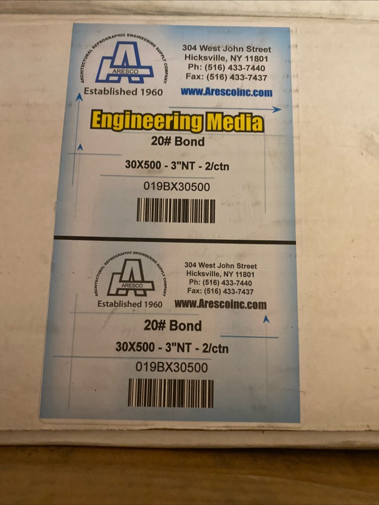 30x500 plotter paper. Two rolls per box
