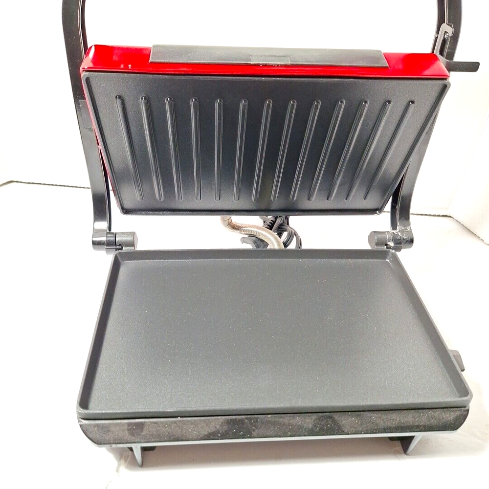 Panini Press and Sandwich Maker Electric Red Counter Top Grill Intertek