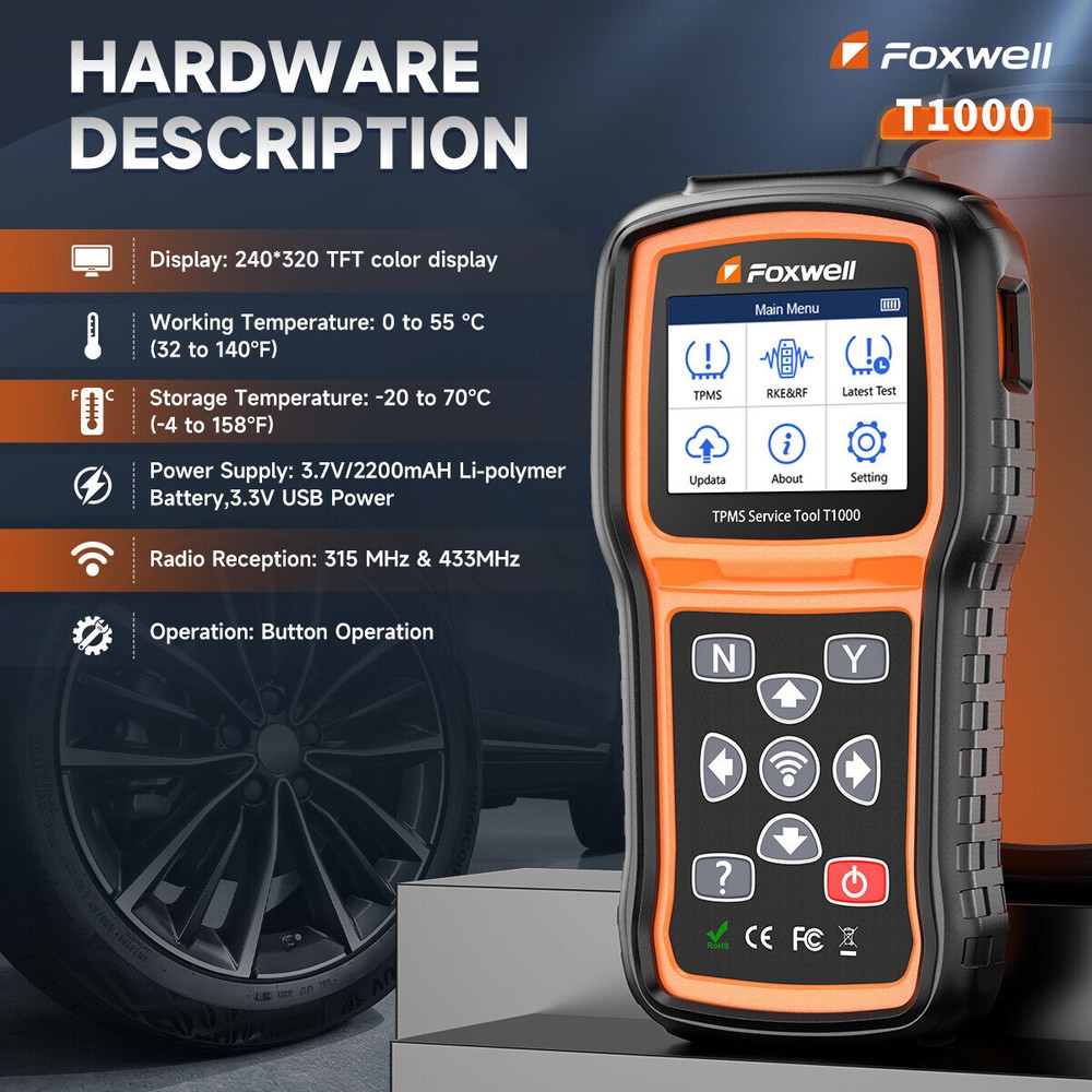 TPMS Reset Activation Tool Foxwell T1000 Universal Sensor Programming Diagnostic