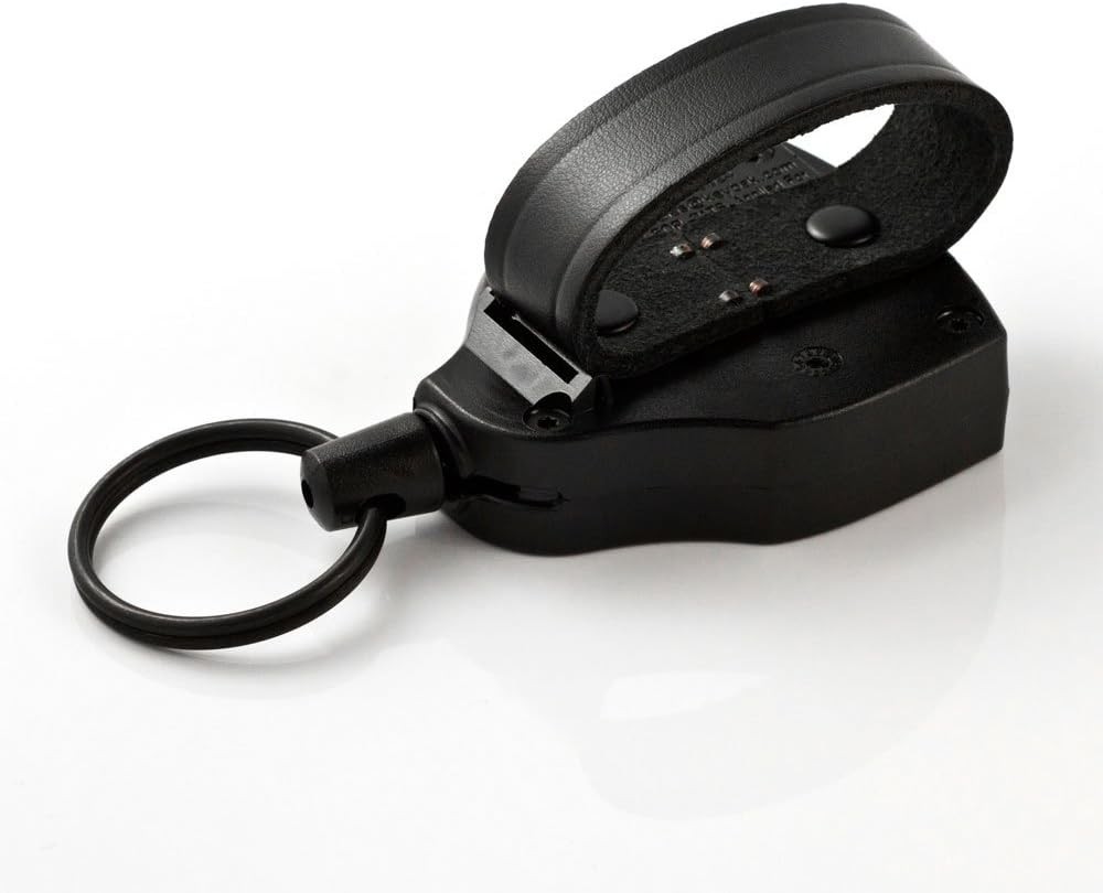 SUPER48 Locking Retractable Keychain, Durable Polycarbonate Case, Leather Bel...