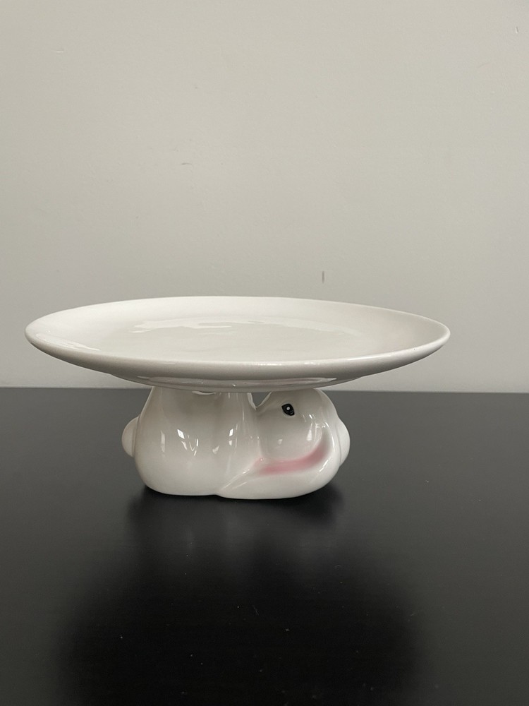 Lakeside Ceramic Easter Bunny Cake Stand 8” D