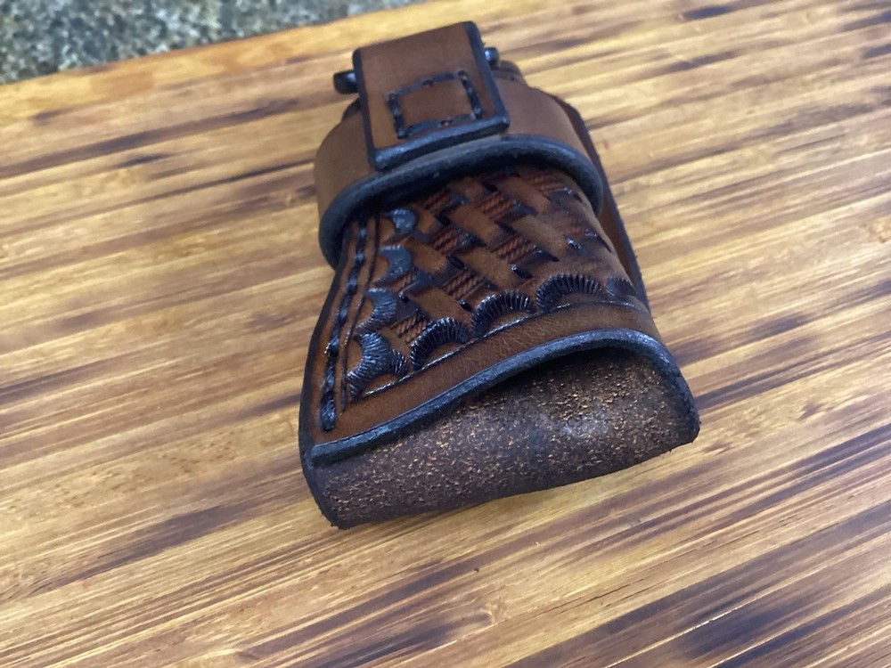 Leather Folding Knife Belt Loop Sheath Trapper Size (Sheath Only) Left Hand