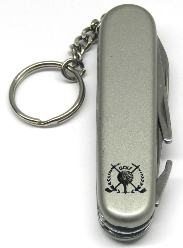 Golf Divot Tool Pocket Knife Keychain Silver Multi Tool Golfer Accessory