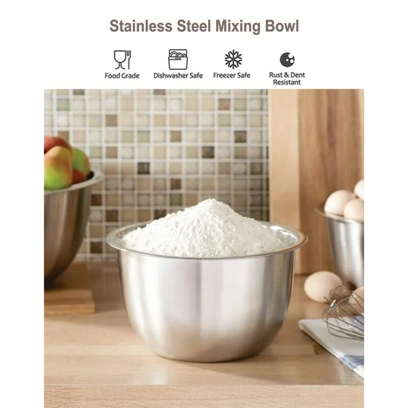 Mainstays SS 8QT Multi-Use Mixing Bowl for Prepping, Serving or Storage