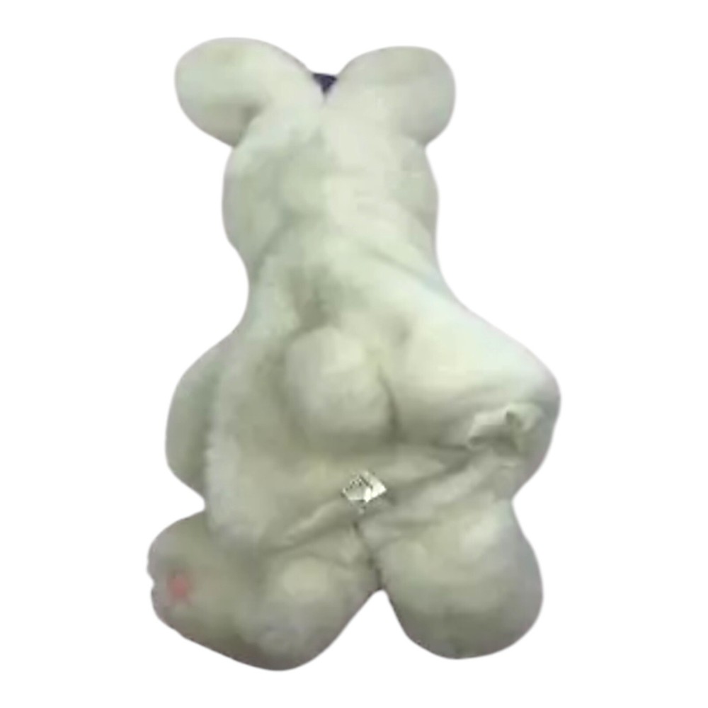 Vtg White Easter Bunny Rabbit Plush Hand Puppet Blue Bow W Tags Magician Magic
