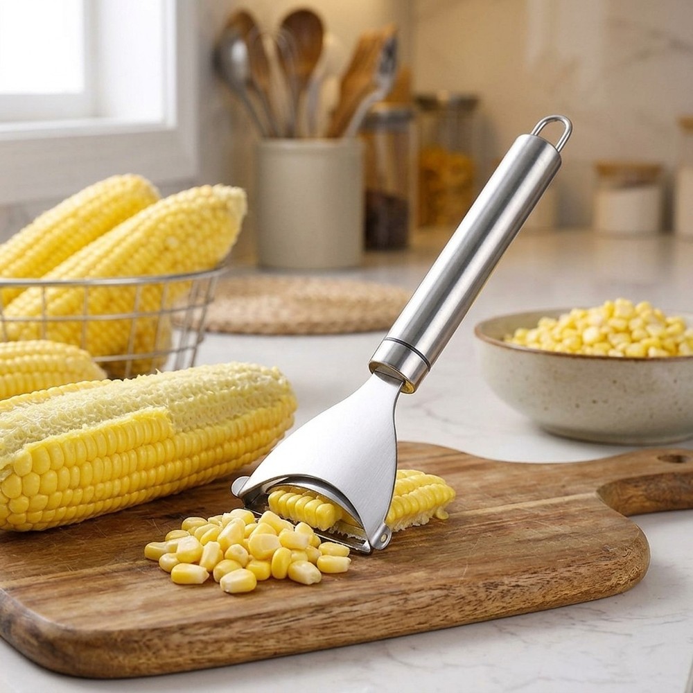 Corn Kernel Remover Tool, Stainless Steel Portable Cob Peeler Cutter