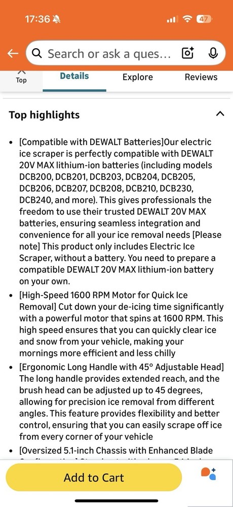Cordless Electric Handheld Ice Scraper For Car Window