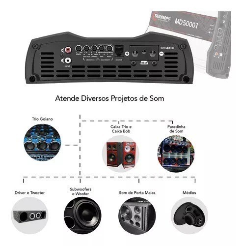 Taramps Amplifier MD 5000.1 Channel 5000 Watts 1OHM RMS Class D Mono Module