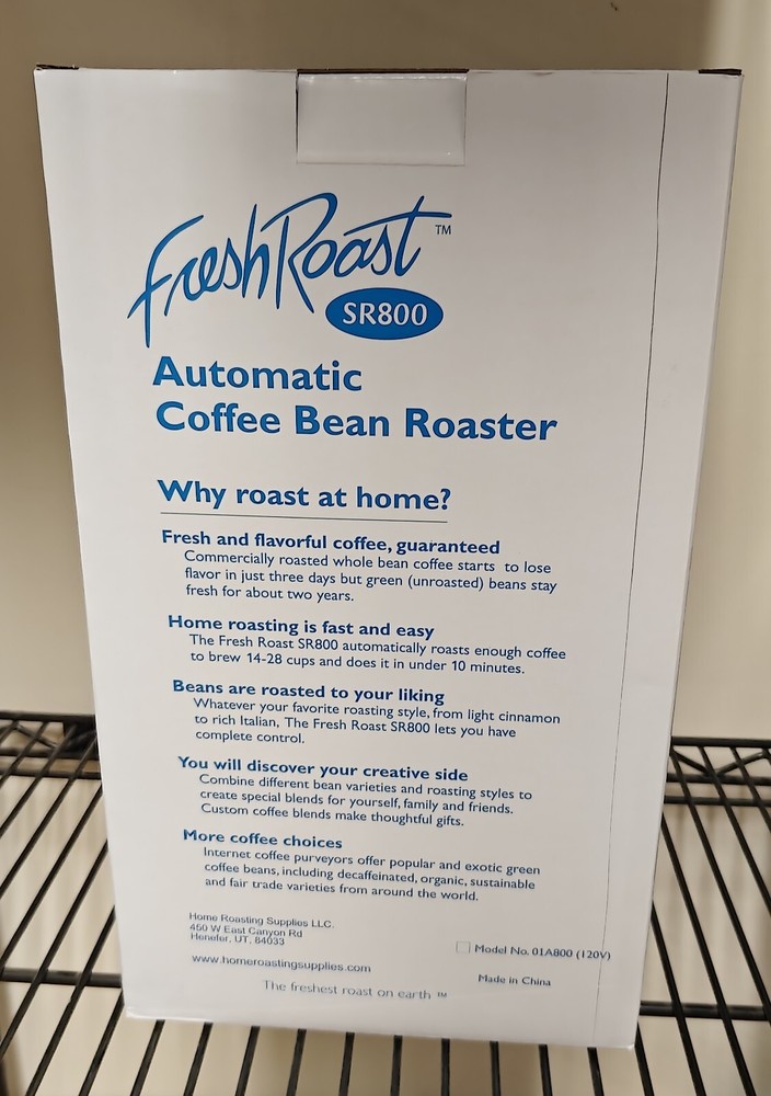 Fresh Roast SR800 Automatic Coffee Bean Roaster - Digital Status Display