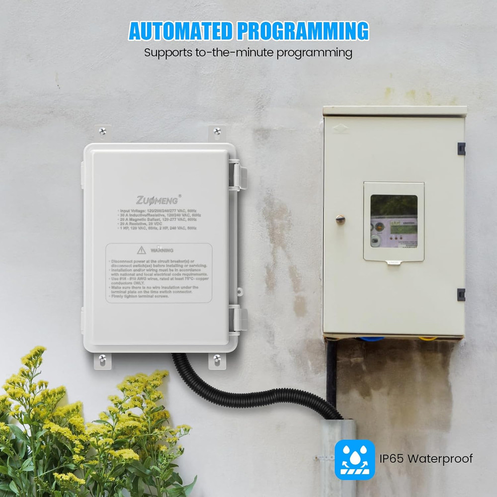 30A Astronomic Timer Switch, Weekly Scheduler, Waterproof, Rechargeable Battery