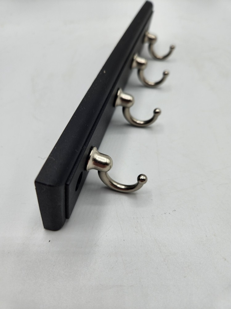 Farberware Wall Mounted Satin Key Hooks - 4 hooks - Black - 8.5"