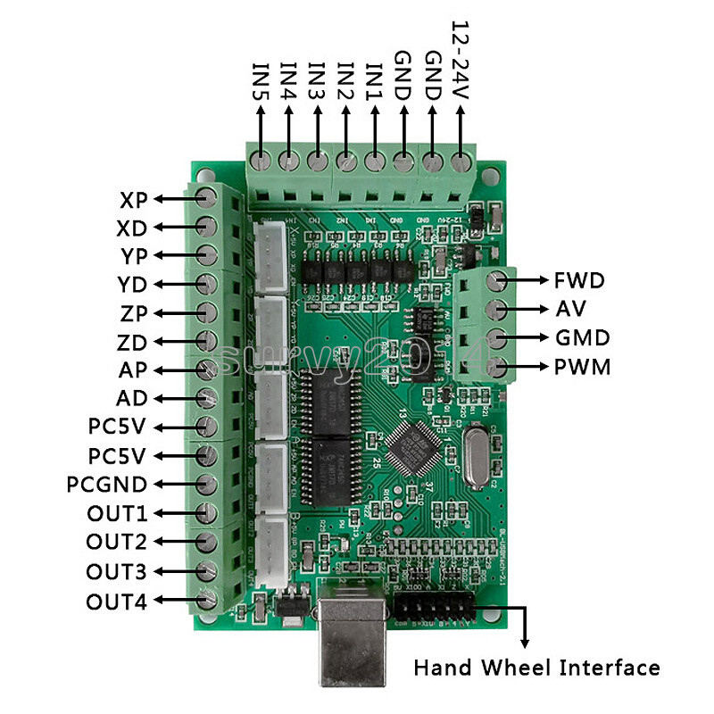 MACH3 CNC Breakout Board USB 100KHz 5 Axis Driver Motion Controller