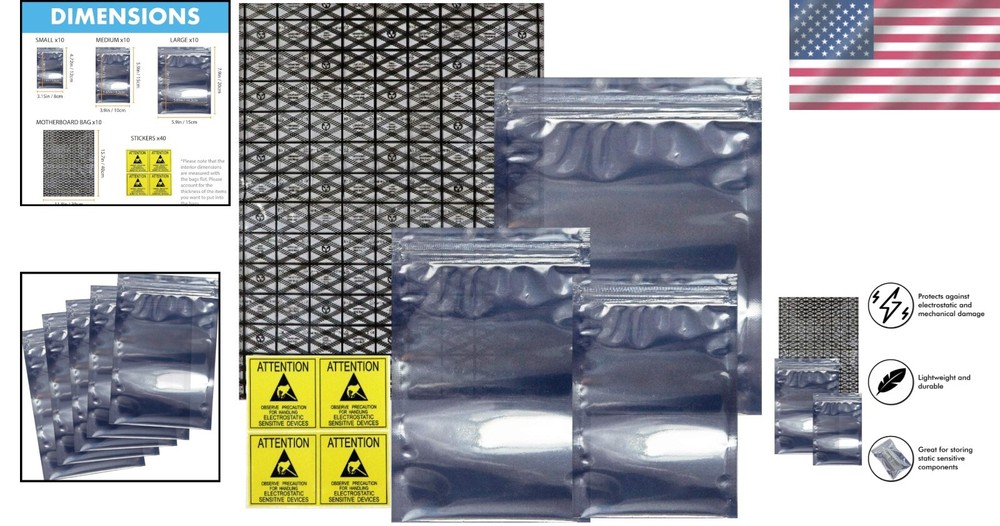 ESD Shielding Bag Set - 40 Assorted Anti-Static Bags for Electronics Protection