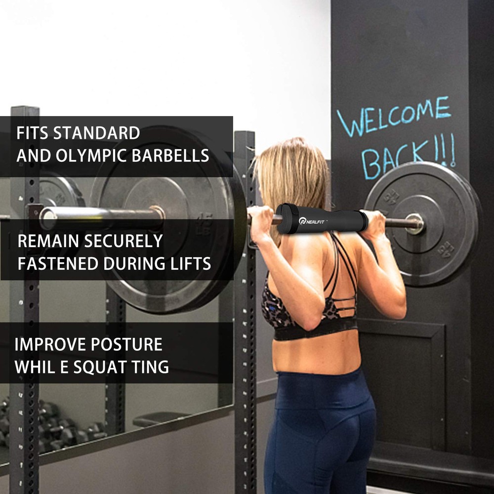 NEALFIT Barbell Pad Squat for Squats—Squat Bar Pad—Great Black
