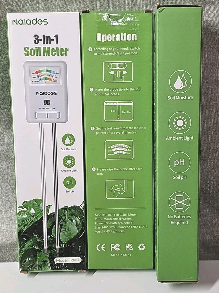 3 Pack- 3 In 1 Soil Meter, Moisture Meter, Model P407