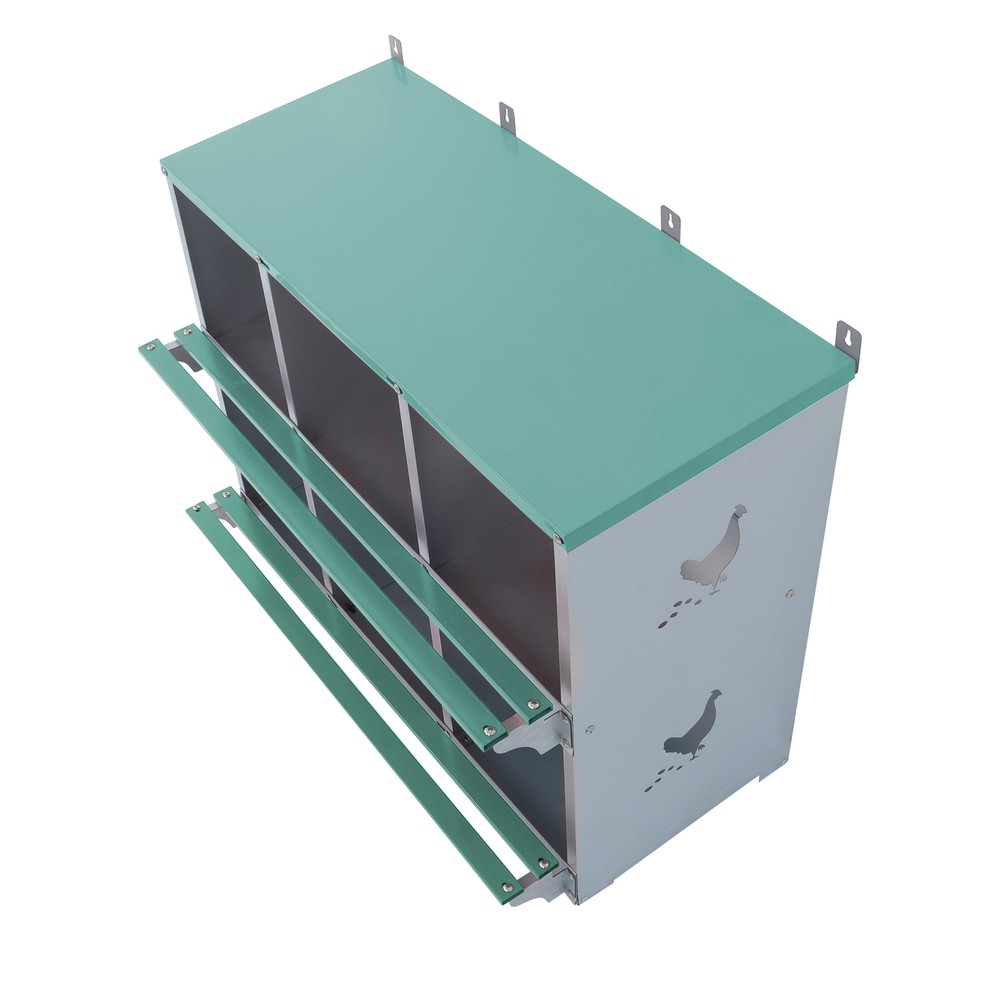 Durable 6 Compartment Chicken Nesting Boxes Metal Poultry Nest Box Wall Mount