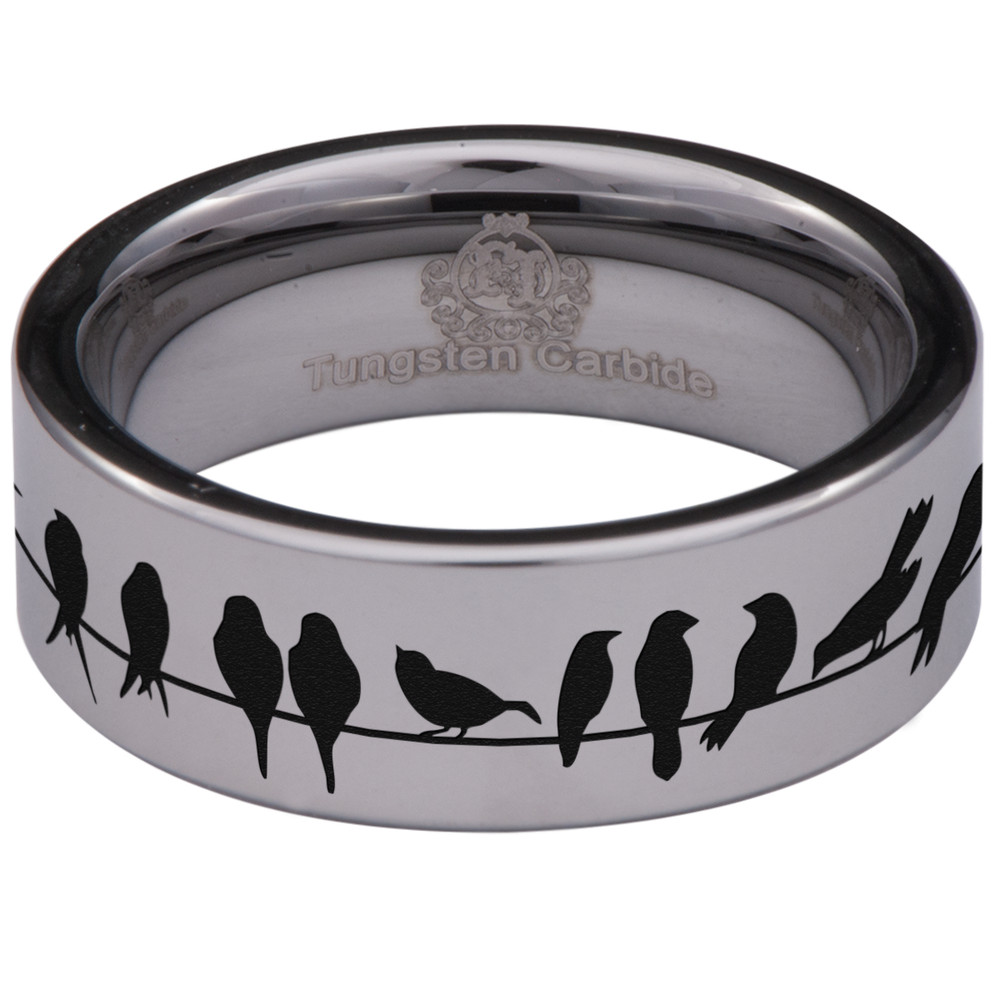 Birds on Wire Tungsten Carbide Ring
