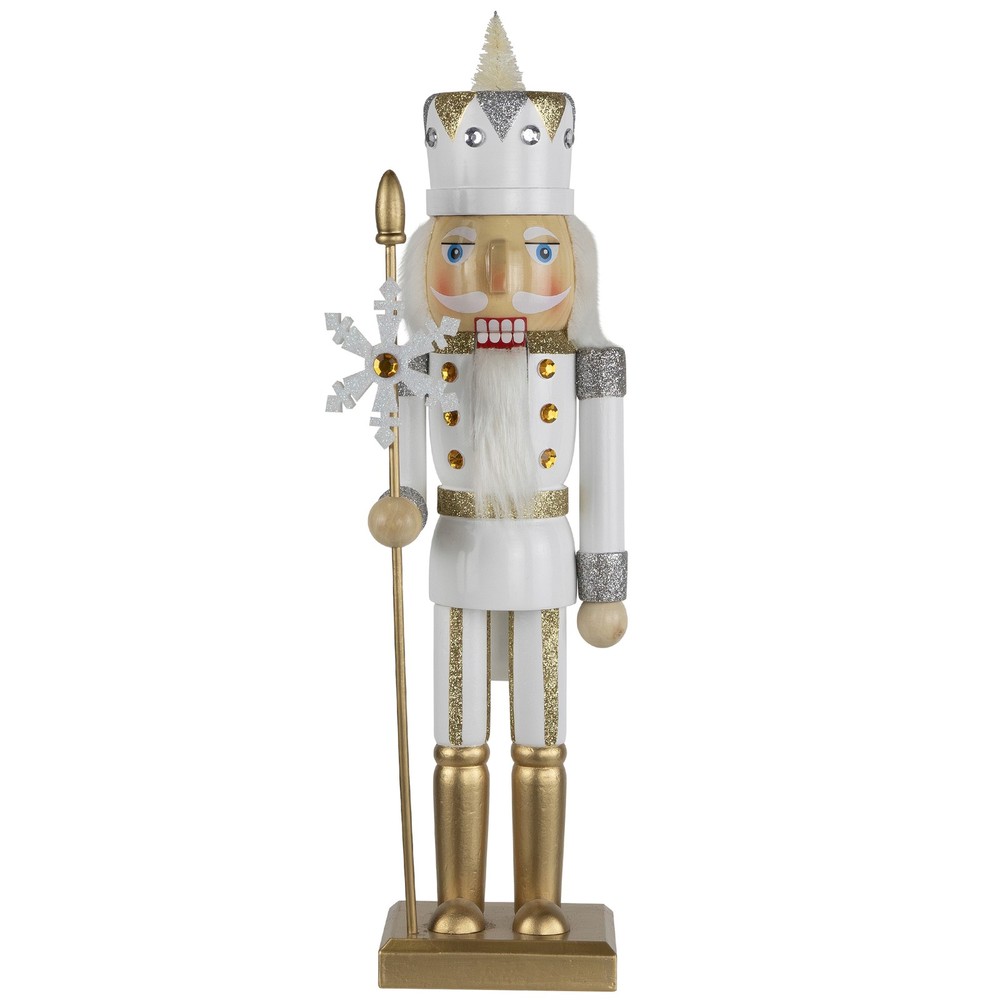Northlight Glittered Snowflake Christmas Nutcracker - 14" - White and