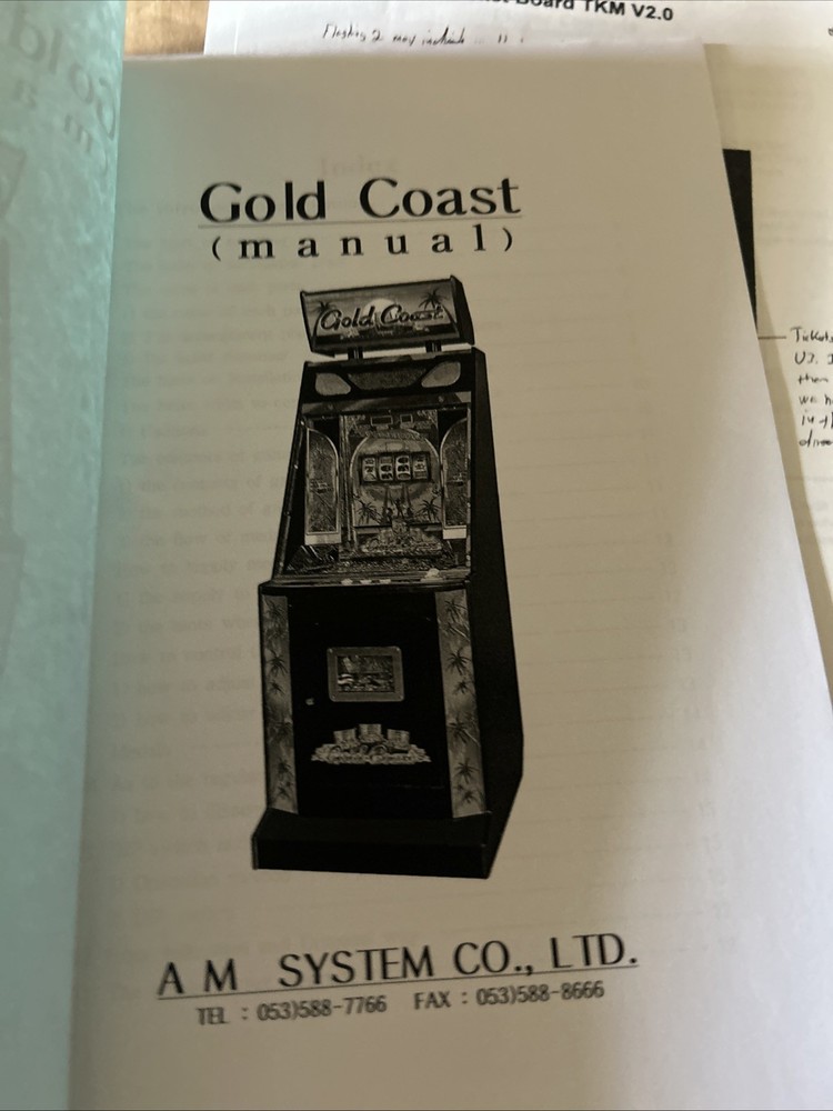 Gold Coast Pusher A.M. System Arcade Game Manual