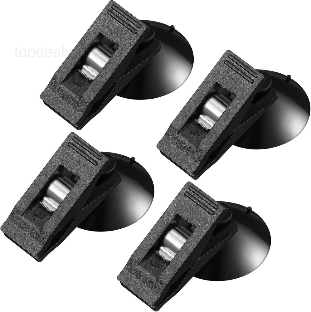 4 Pcs Suction Cup Clips Round Clamp Reusable black