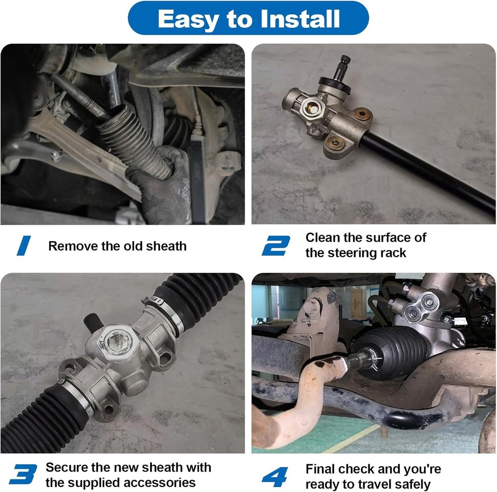 Inner Tie Rod Boot Kit Multi-Size Adjutable Rack and Pinion Boot Kit with 2PCS