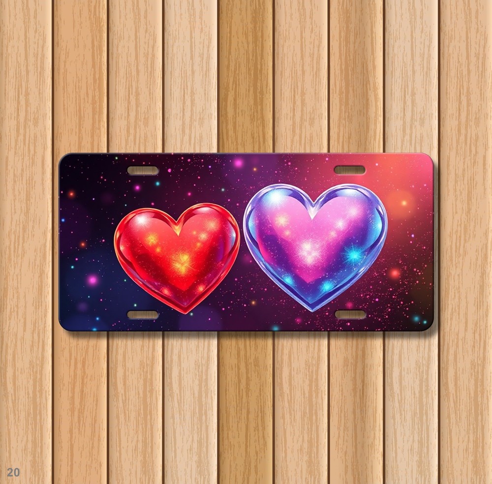 Stylish Hearts License Plate Optional Text Auto Tag Everyday Gift