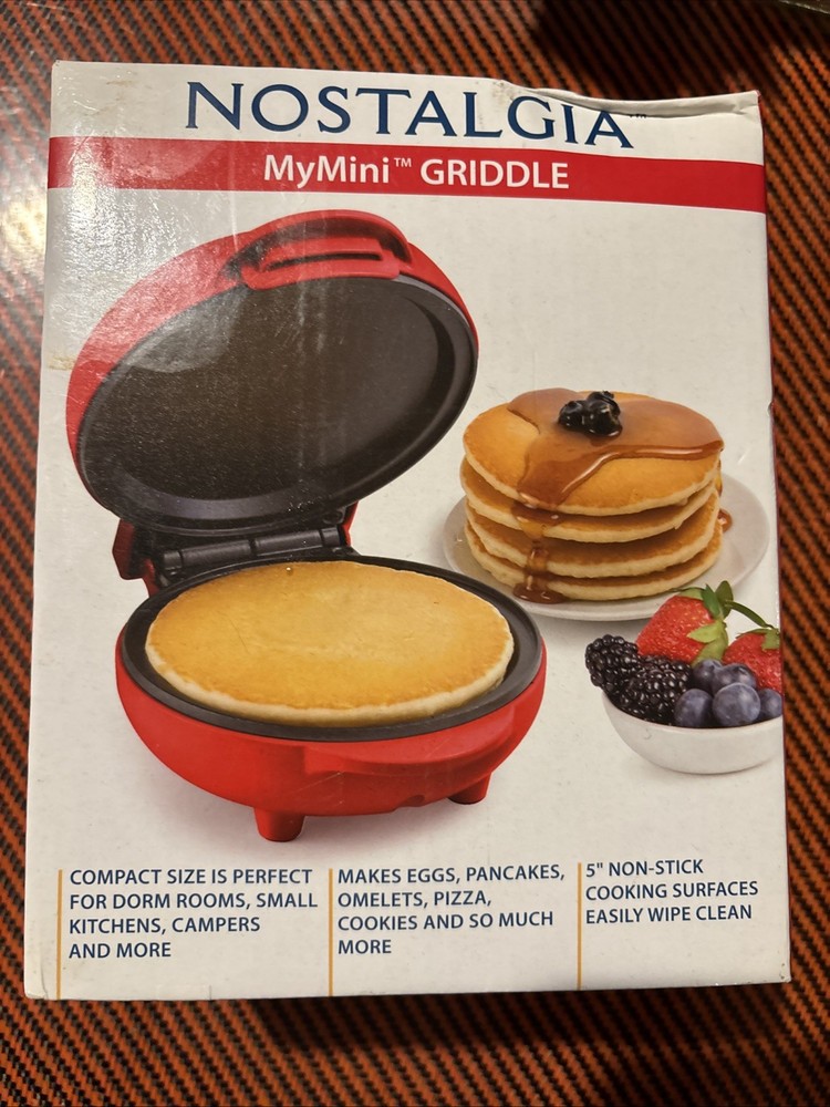 Nostalgia MyMini Non-Stick  5"  Compact Griddle Red  Great Gift. New