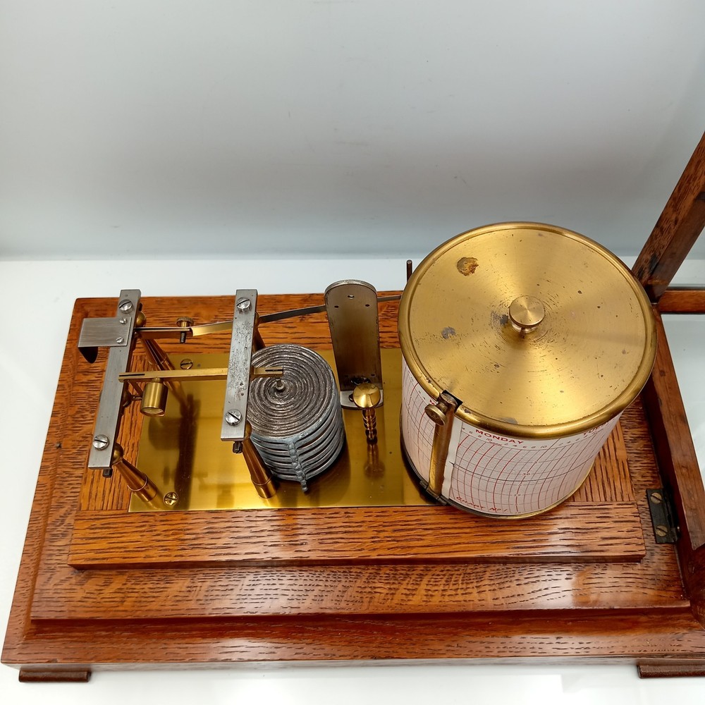 Antique Aneroid Barograph c.1900 Attributed Short, Mason Oak Case