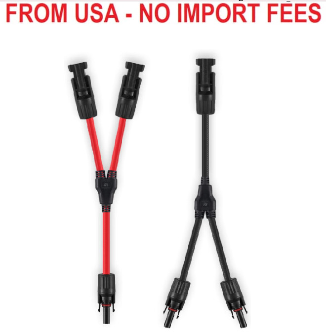 Solar Connectors Y Branch Parallel Adapter 10AWG Cable for Solar Panel (Red & Bl
