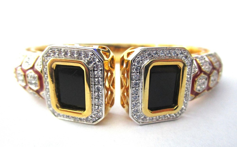 Quality Enamel Blinding Ice CZ Clamper Bracelet